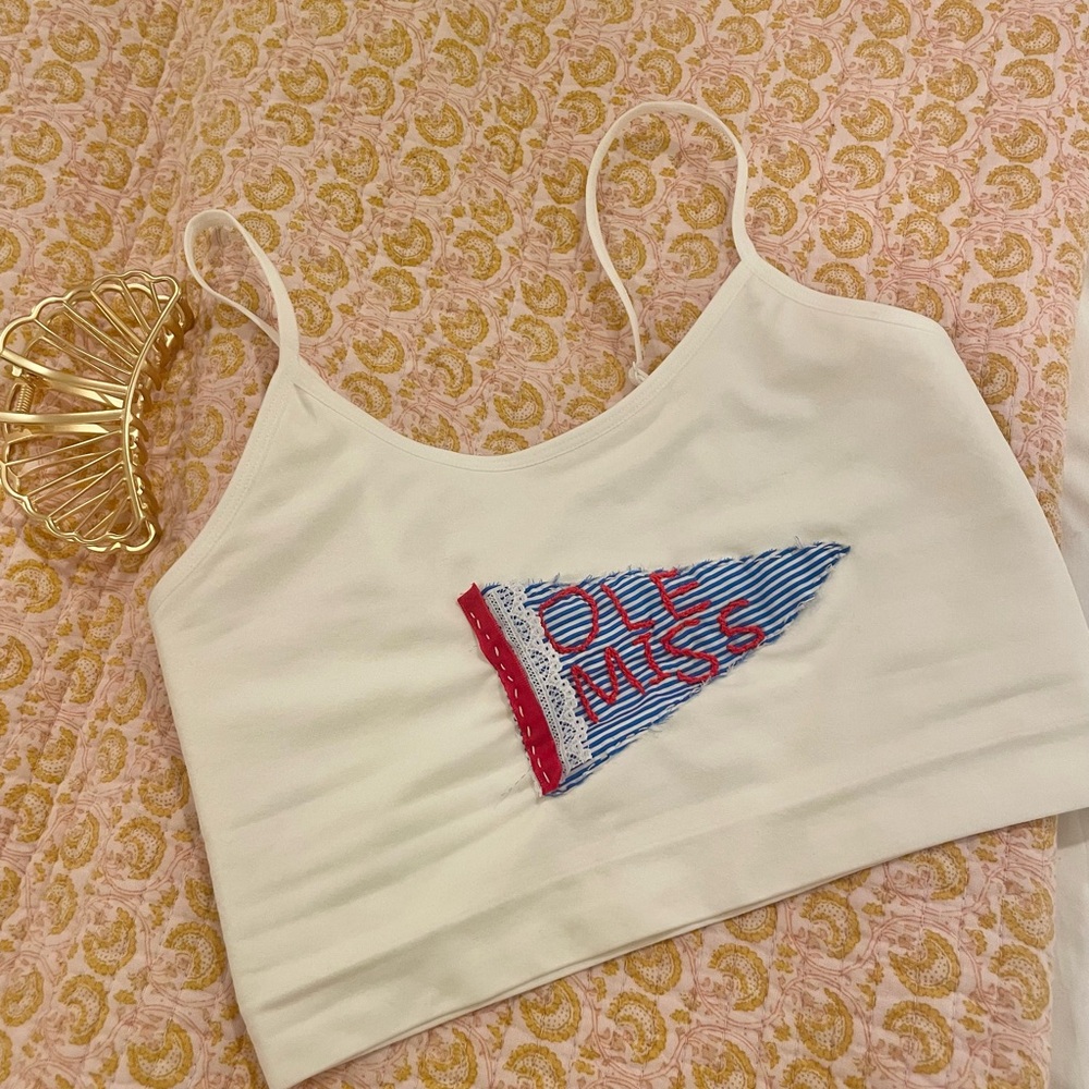 HANDMADE Ole Miss Flag Patchwork Cropped Tank Top!